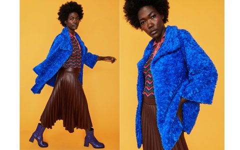 Blue Faux Fur Teddy Coat