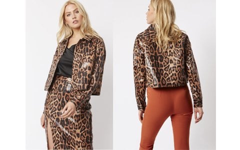 Animal Print Snake Print Biker Cropped Jacket