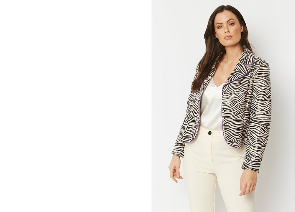 Zebra Print Zebra Print Faux Suede Jacket