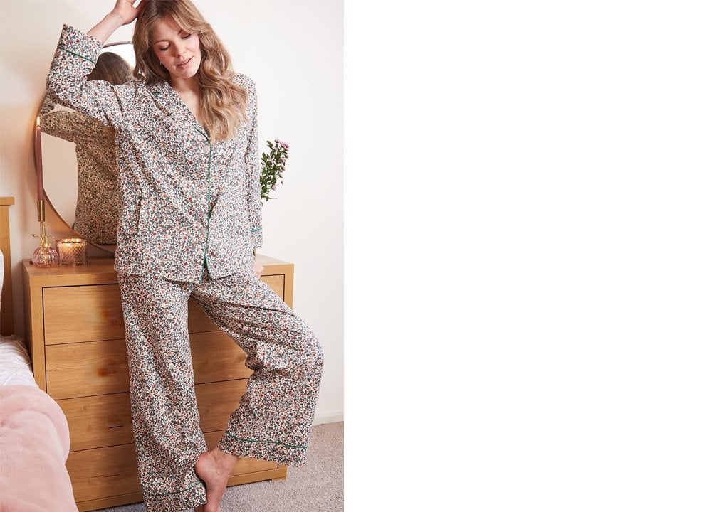 Green Floral Cotton Pyjamas