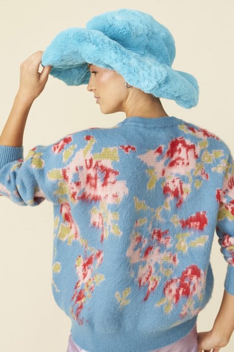 Baby Blue Faux Fur Oversized Hat