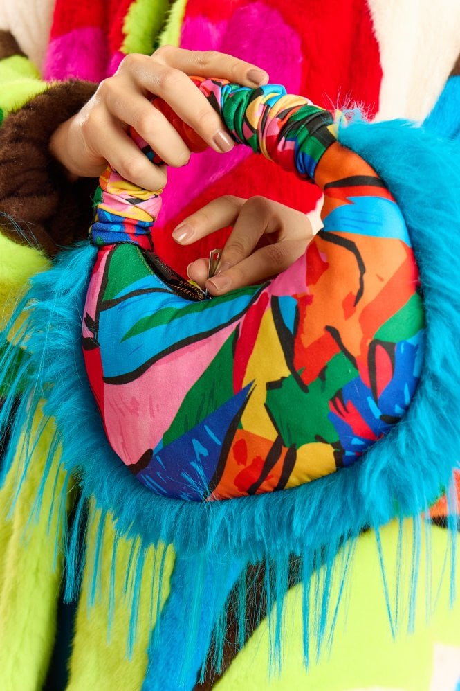JAYLEY Bamboo Faux Fur Trim Chole Bag