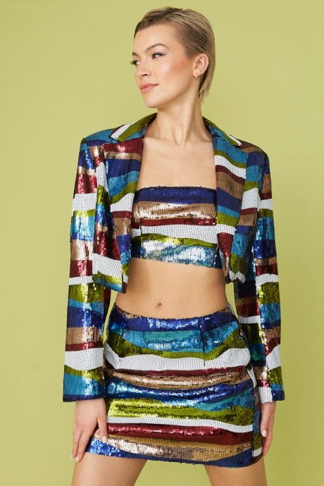 Bamboo Sequin Mini Skirt