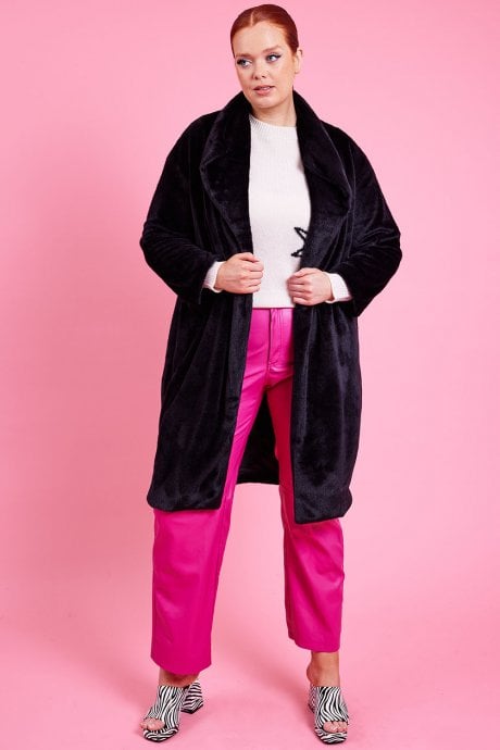 Black Faux Fur Oversized Coat