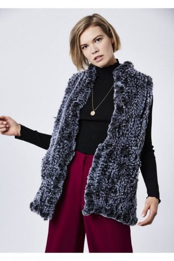 Black Hand Knitted Faux Fur Gilet | Waistcoat