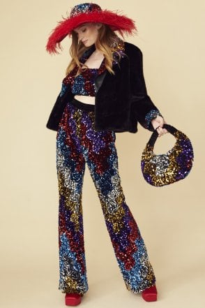 Black Sequin and Velvet Bag