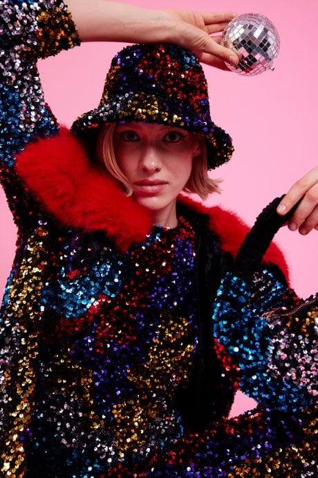 Black Sequin and Velvet Bag
