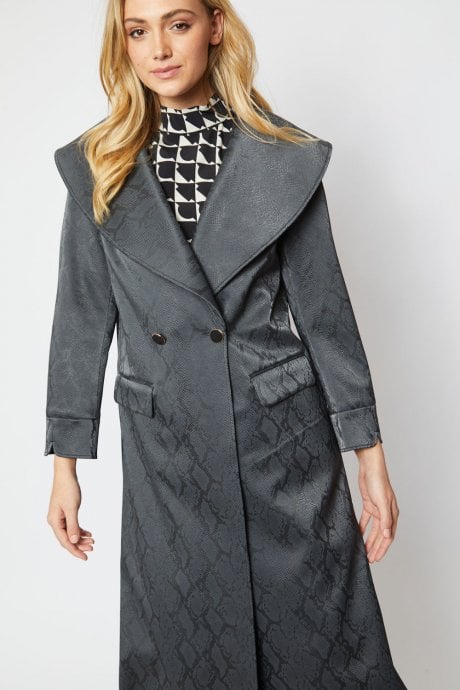 Black Trench Style Faux Suede Maxi Coat