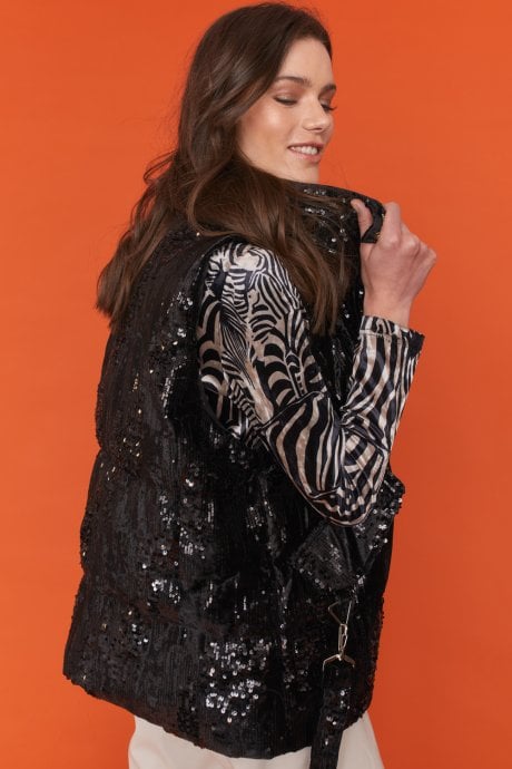 Black Velvet Sequin Gilet | Waistcoat