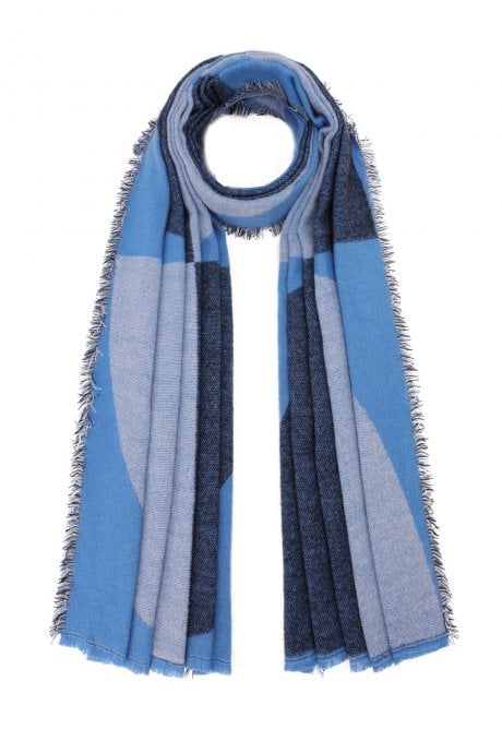 Blue Abstract Cashmere Blend Scarf