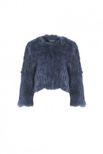 Blue Coney Fur Jacket
