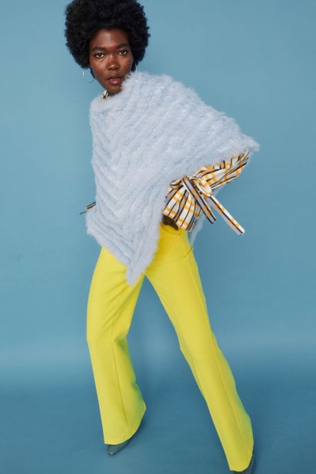 Blue Coney Fur Poncho