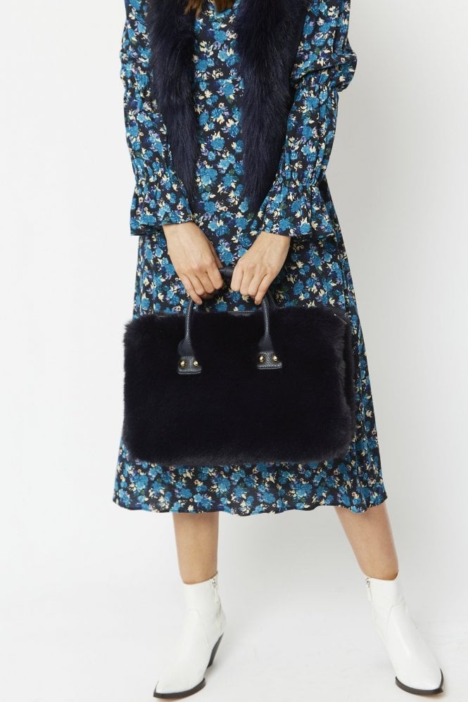 JAYLEY Blue Faux Fur Bag