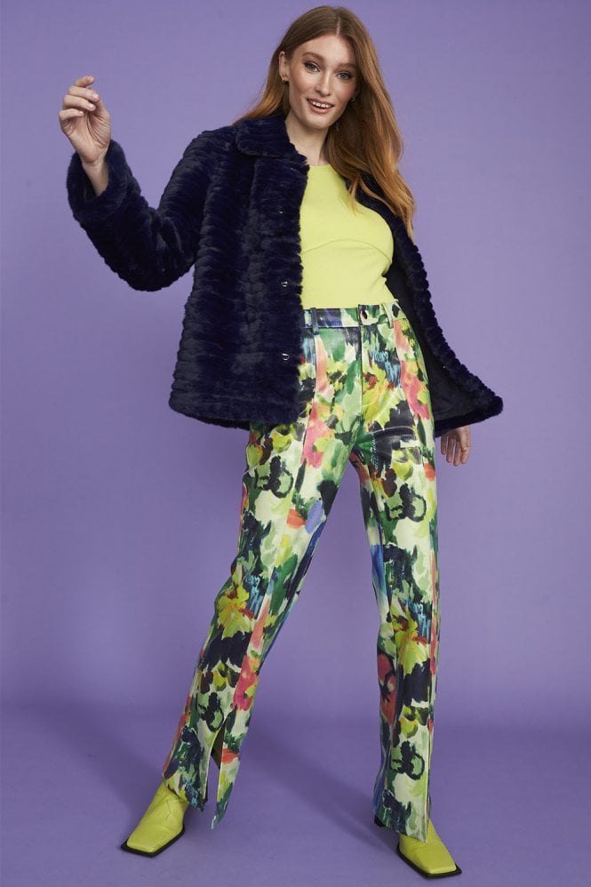 JAYLEY Blue Faux Fur Jacket