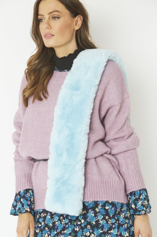 JAYLEY Blue Faux Fur Scarf
