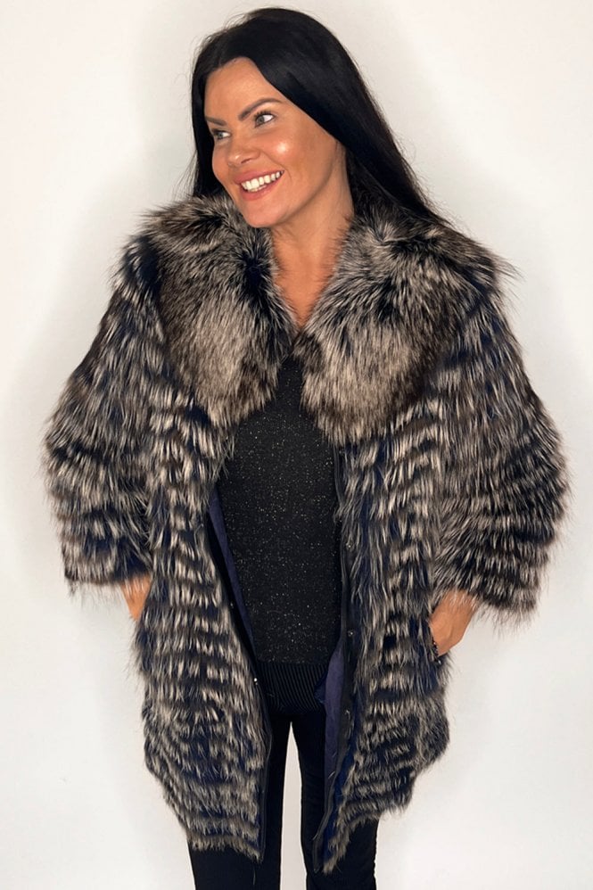 JAYLEY Blue Luna Fox Fur Coat
