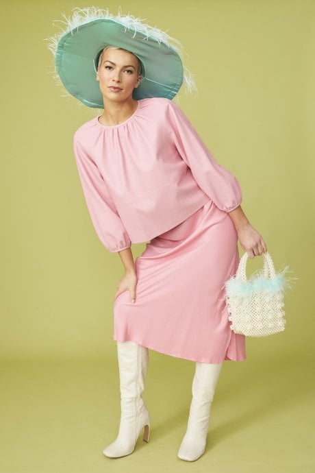 Blue Ostrich Feather Flapper Oversized Hat