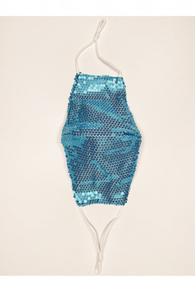 JAYLEY Blue Sequinned Fashion Cotton Face Mask