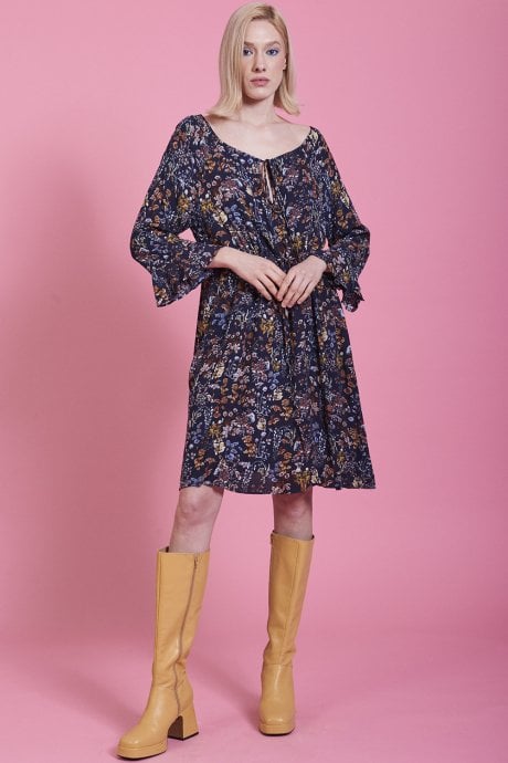 Blue Silk Cotton Dress