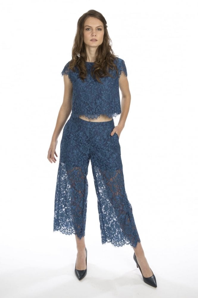 JAYLEY Blue Vintage Lace Top