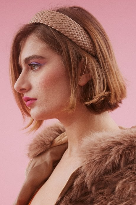 Brown Faux Leather Headband
