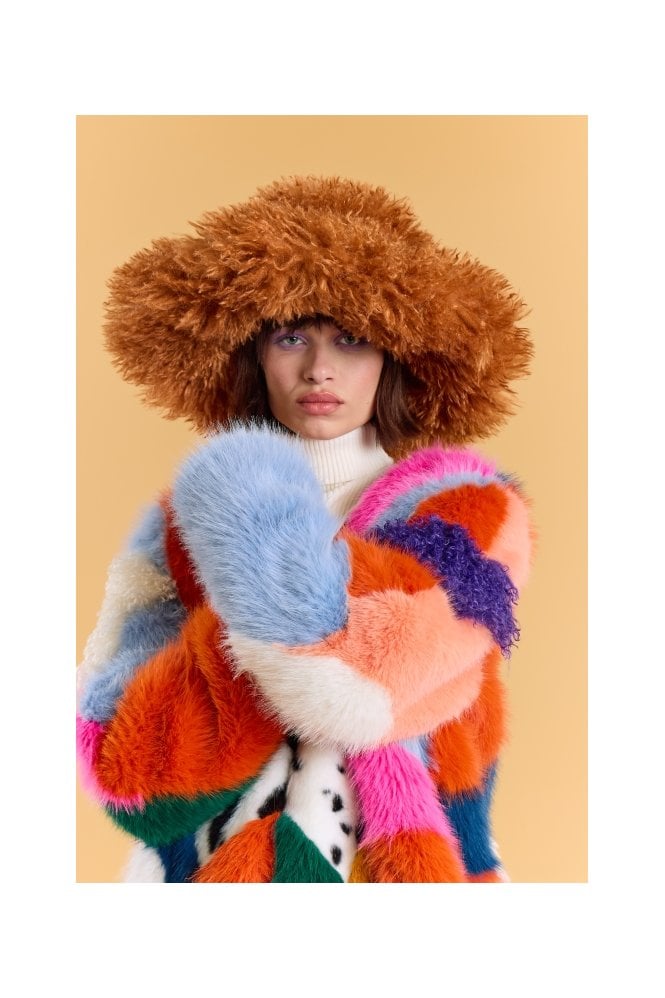 JAYLEY Brown Oversized Bamboo Fur Hat