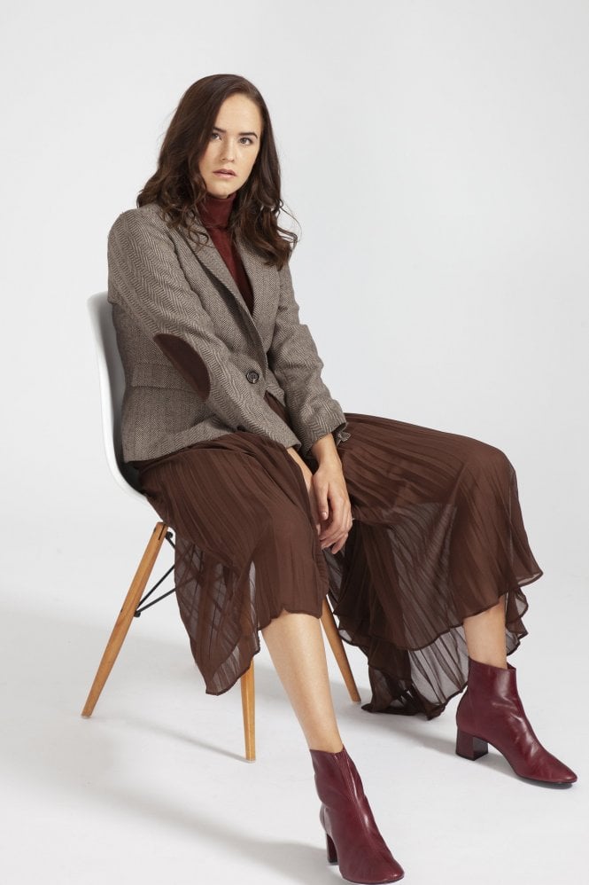 JAYLEY Brown Tweed Blazer Jacket