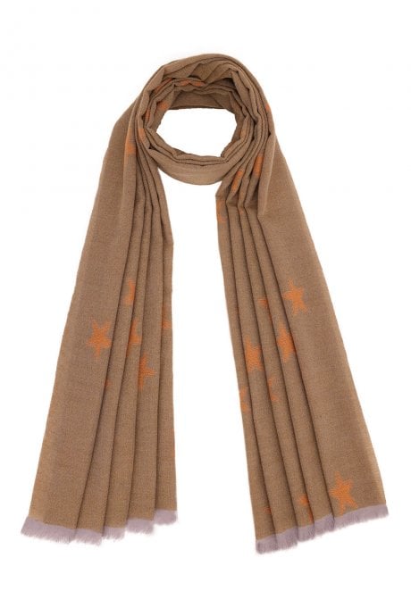 Cashmere and Silk Blend Star Design Scarf Wrap