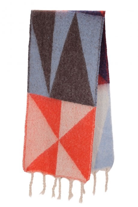 Cashmere Blend Geometric Wrap In Red