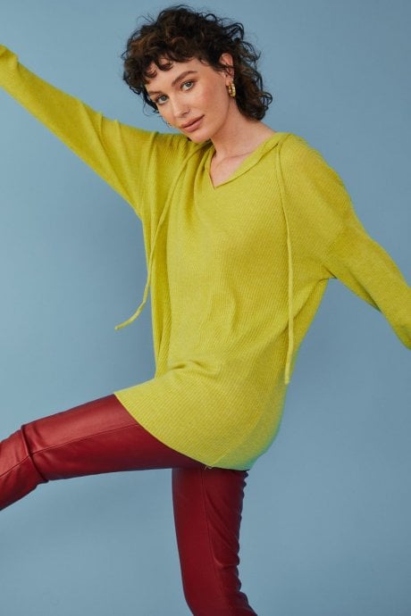 Cashmere Blend Ribbed Hoodie