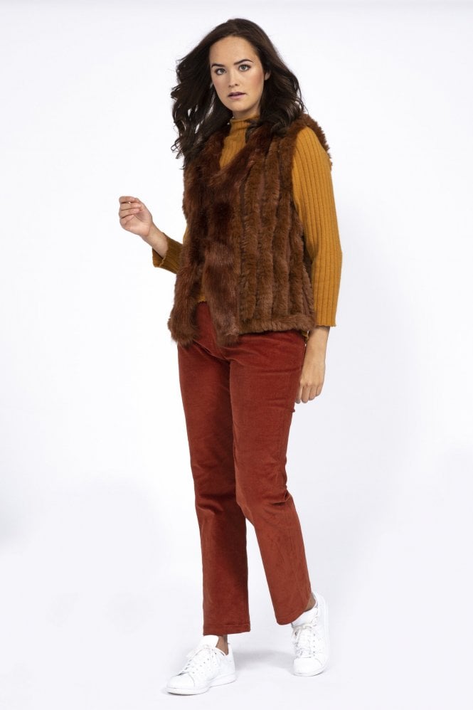 JAYLEY Chocolate Cashmere Blend Faux Fur Gilet