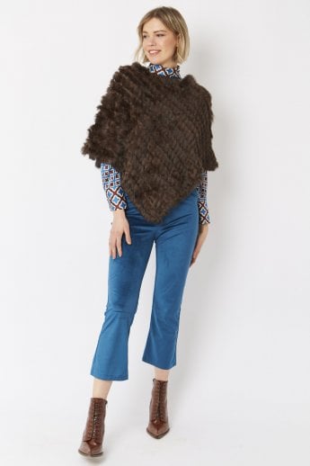 Chocolate Coney Fur Poncho