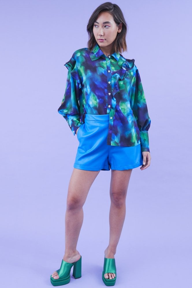 JAYLEY Cleo Silk Blend Ruffle Shirt