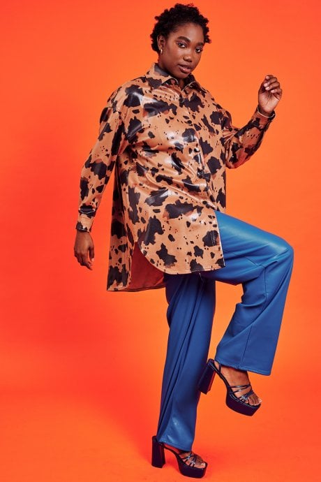 Cow Print Chocolate Brown Oversized Shacket