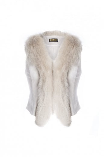 Cream Faux Fur Faux Suede Gilet | Waistcoat