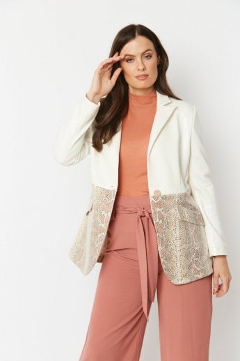 Cream Faux Suede Jacket