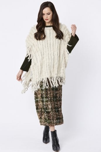 Cream Fine Coney Fur Poncho