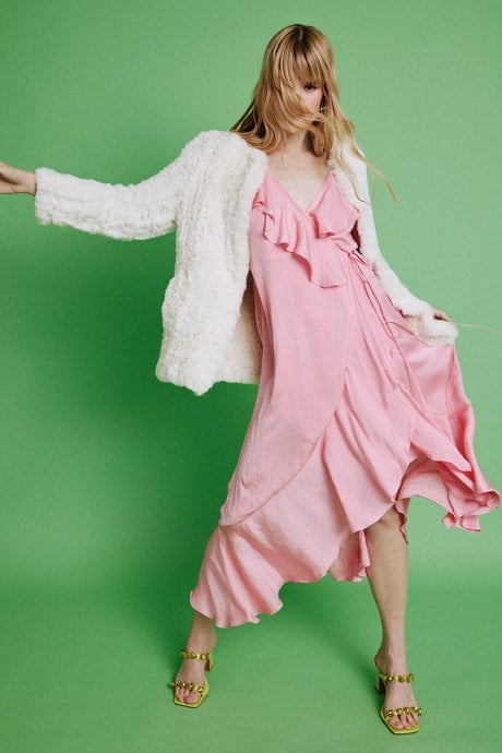 Cream Hand Knitted Faux Fur Coat