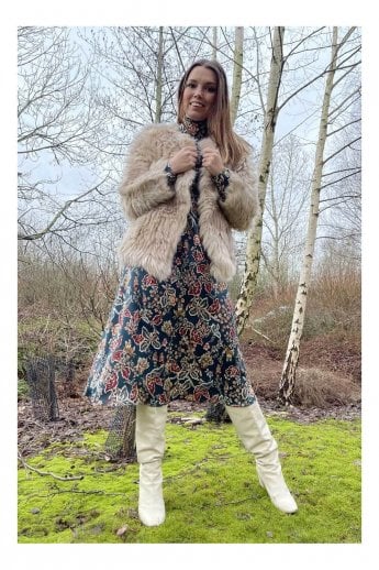 Cream Hand Knitted Faux Fur Jacket
