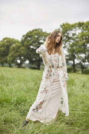 Cream Silk Devore Kaftan