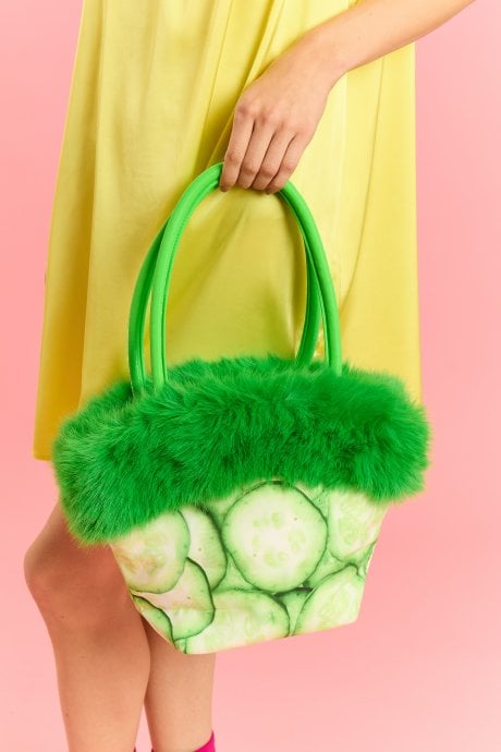 Cucumber Bamboo Faux Fur Bag 