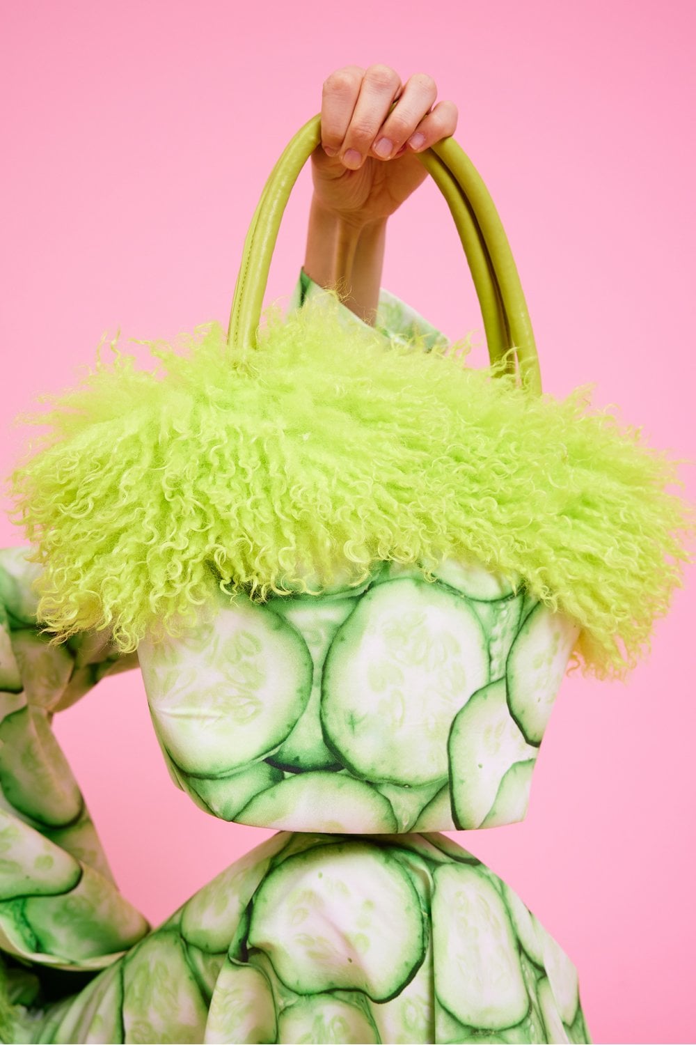 JAYLEY Cucumber Eco Faux Fur Bag - Accessories from Jayley US UK