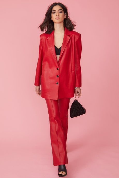 Eco Leather Long Blazer