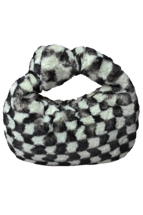 Faux Fur Checkered Mint Bag