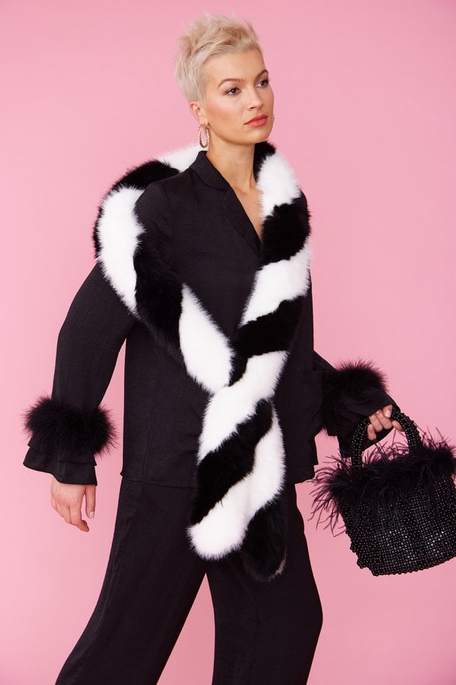 JAYLEY Faux Fur Contrast Barber Twist Scarf