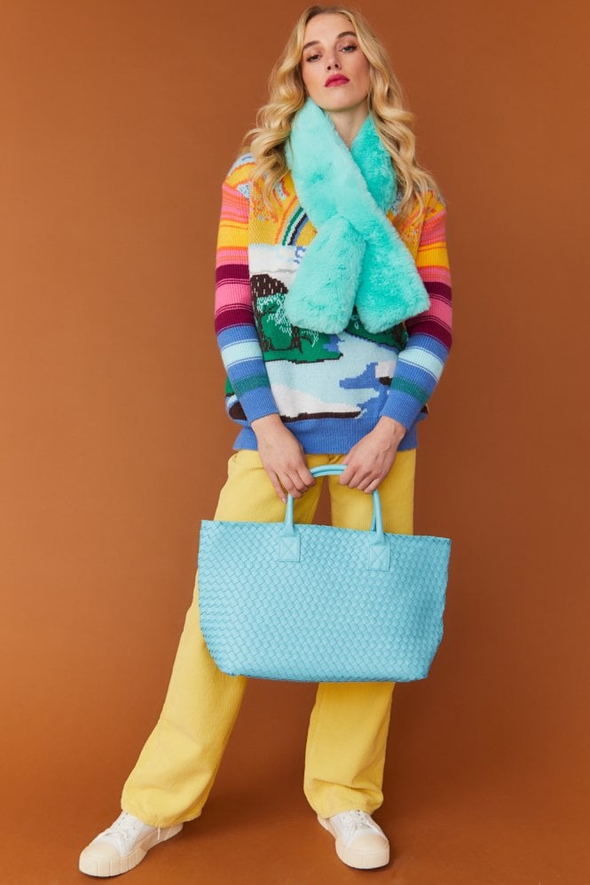 JAYLEY Faux Fur Scarf in Light Blue