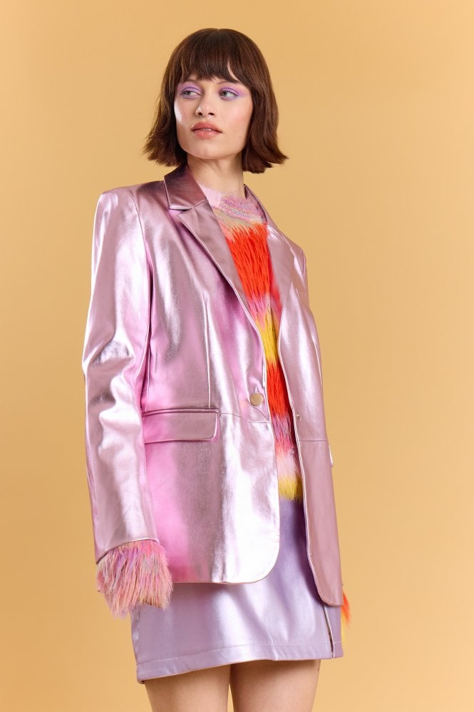 JAYLEY Faux leather Kate Blazer in Purple