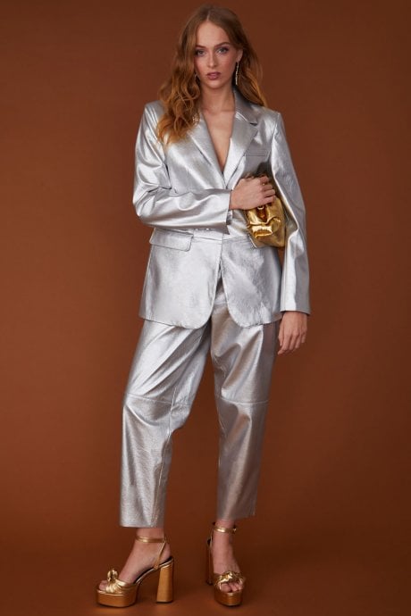 Faux leather Kate Blazer in Silver
