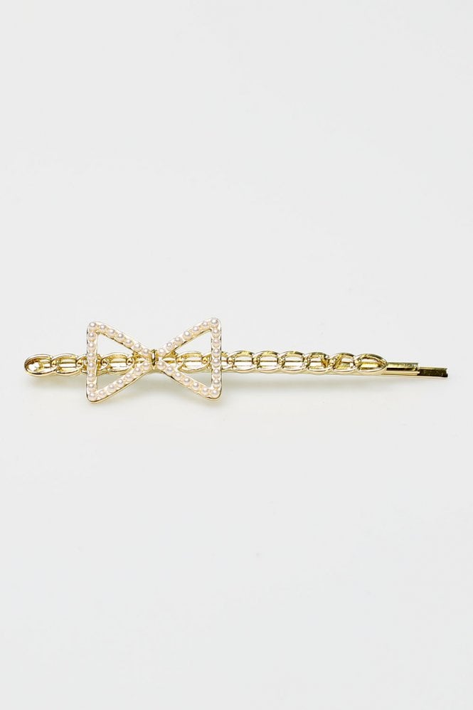 JAYLEY Faux Pearl Bow Hair Slide