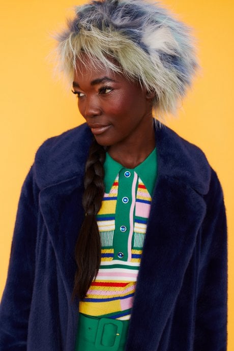 Green and Blue Fox Fur Headband